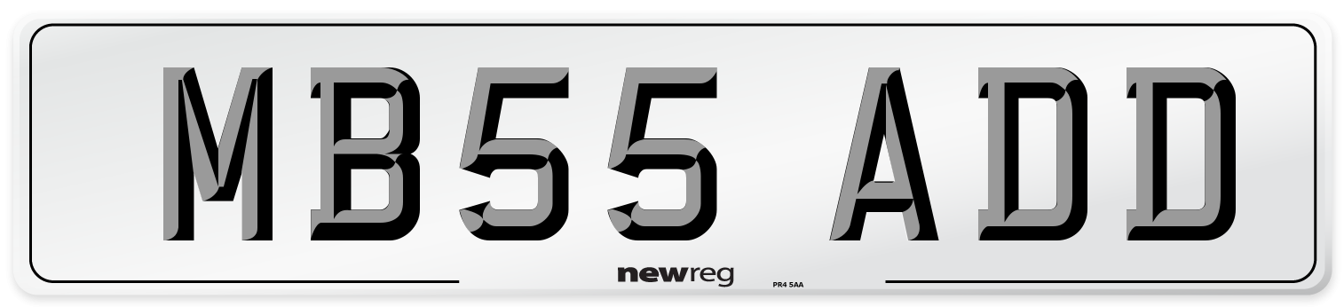 MB55 ADD Number Plate from New Reg